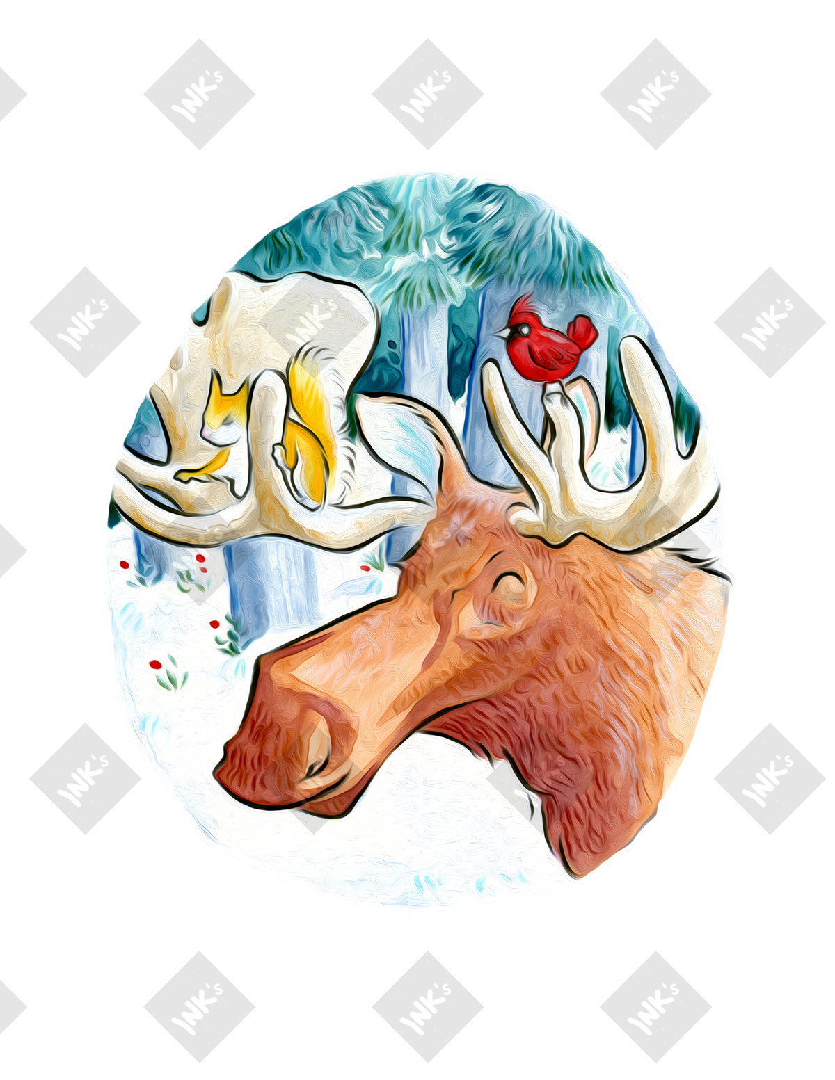 (aw-002) Winter Moose