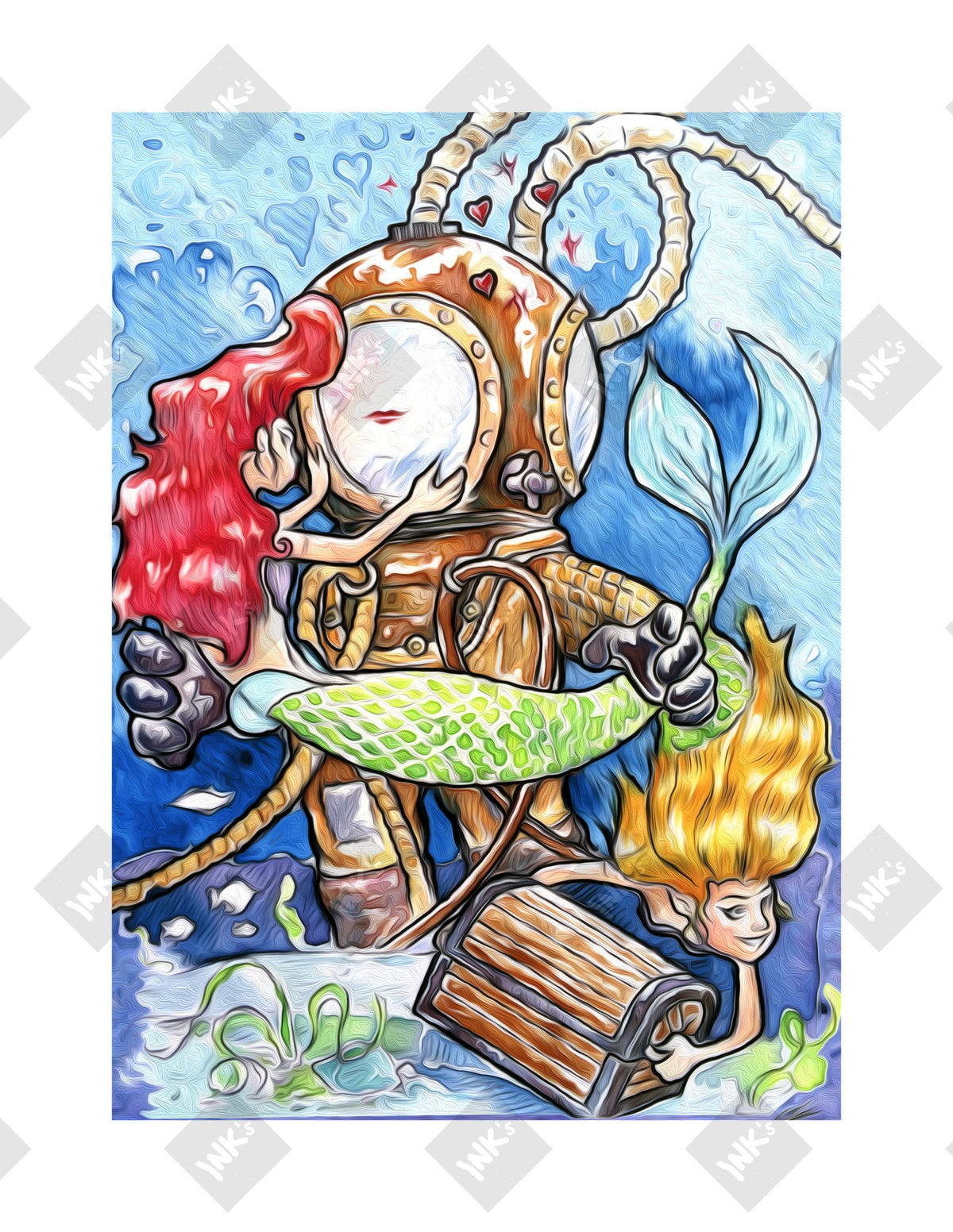 Mermaids art print by Inkchievous