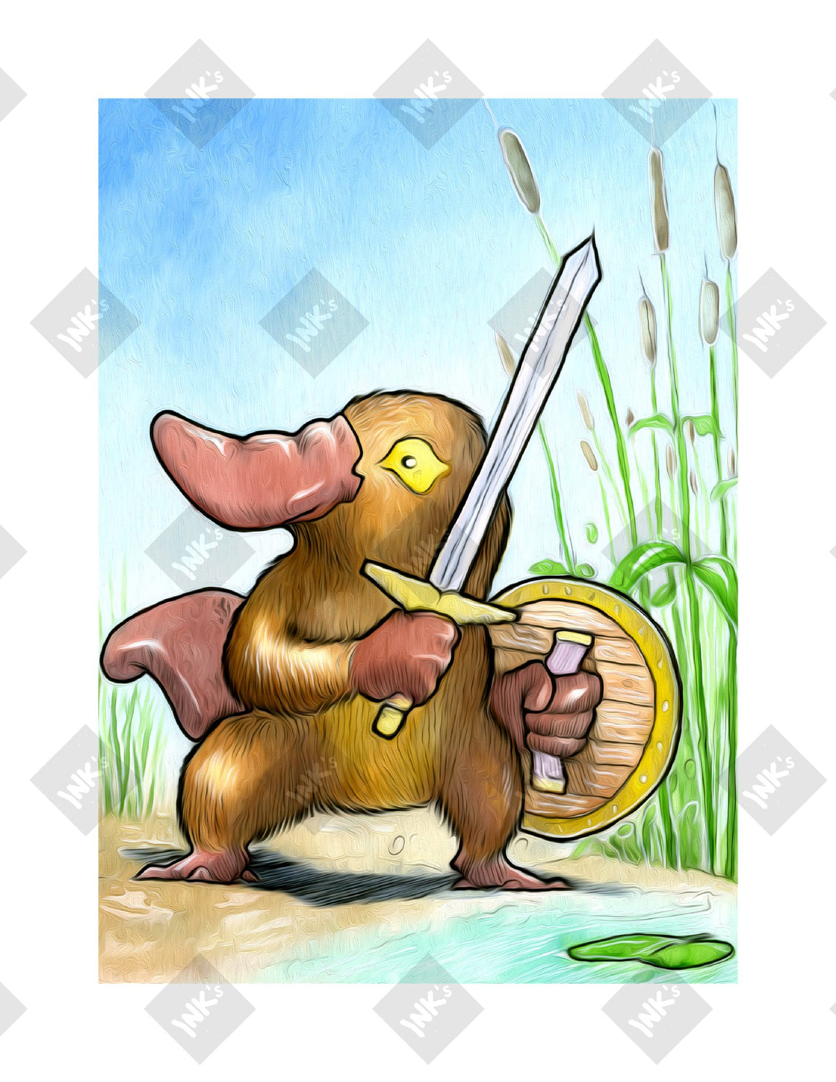 Platypus Warrior art print by Inkchievous