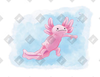 Axolotl in Water art print by Inkchievous