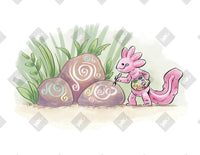 Axolotl Painting Rocks art print by Inkchievous