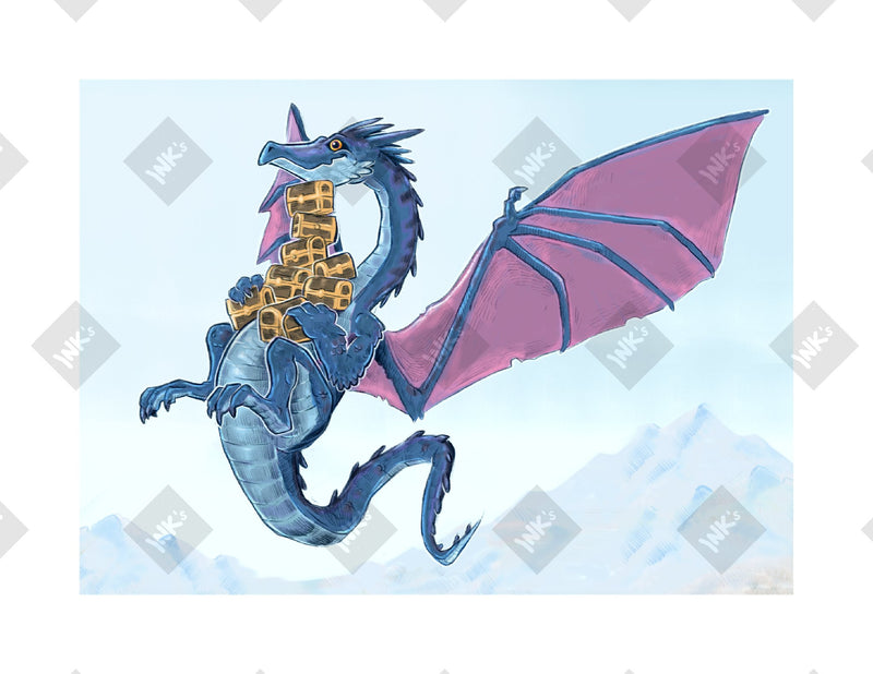 Blue Dragon art print by Inkchievous