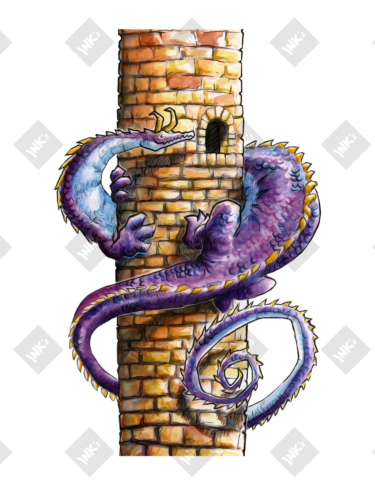 Dragon Tower Wrap art print by Inkchievous