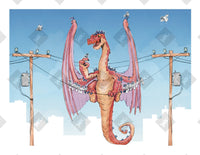 Dragon on a Wire art print by Inkchievous