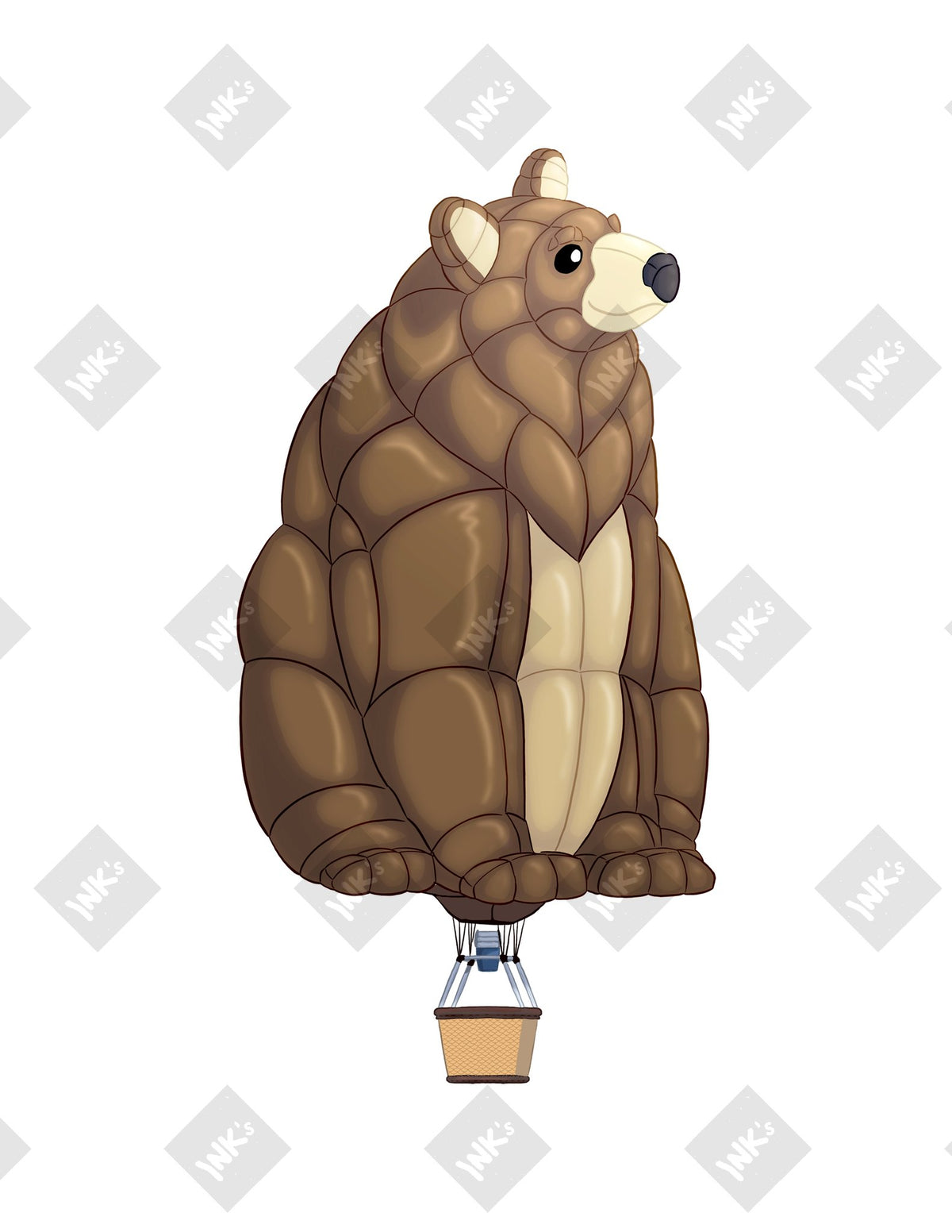 Bear Balloon art print by Inkchievous
