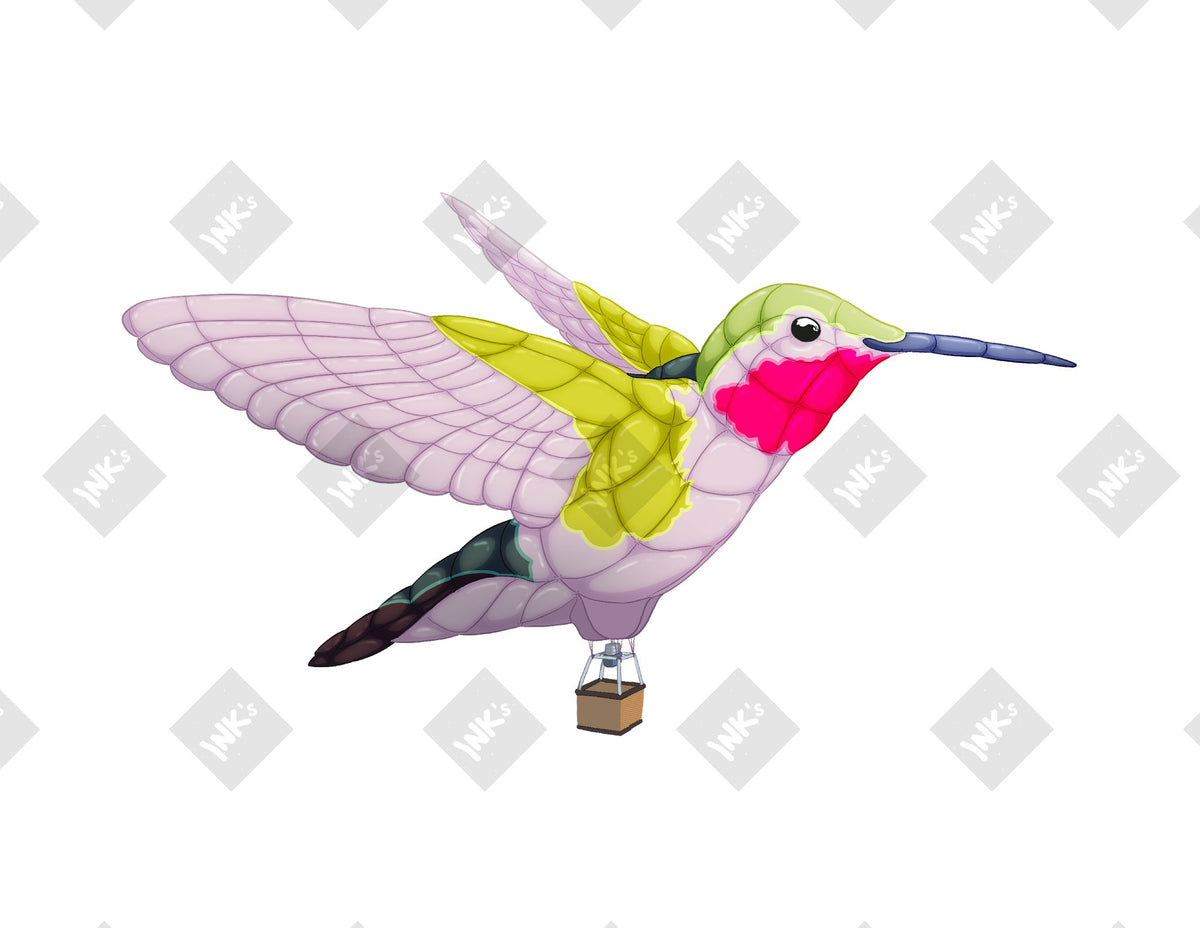 Hummingbird Balloon 2 art print by Inkchievous