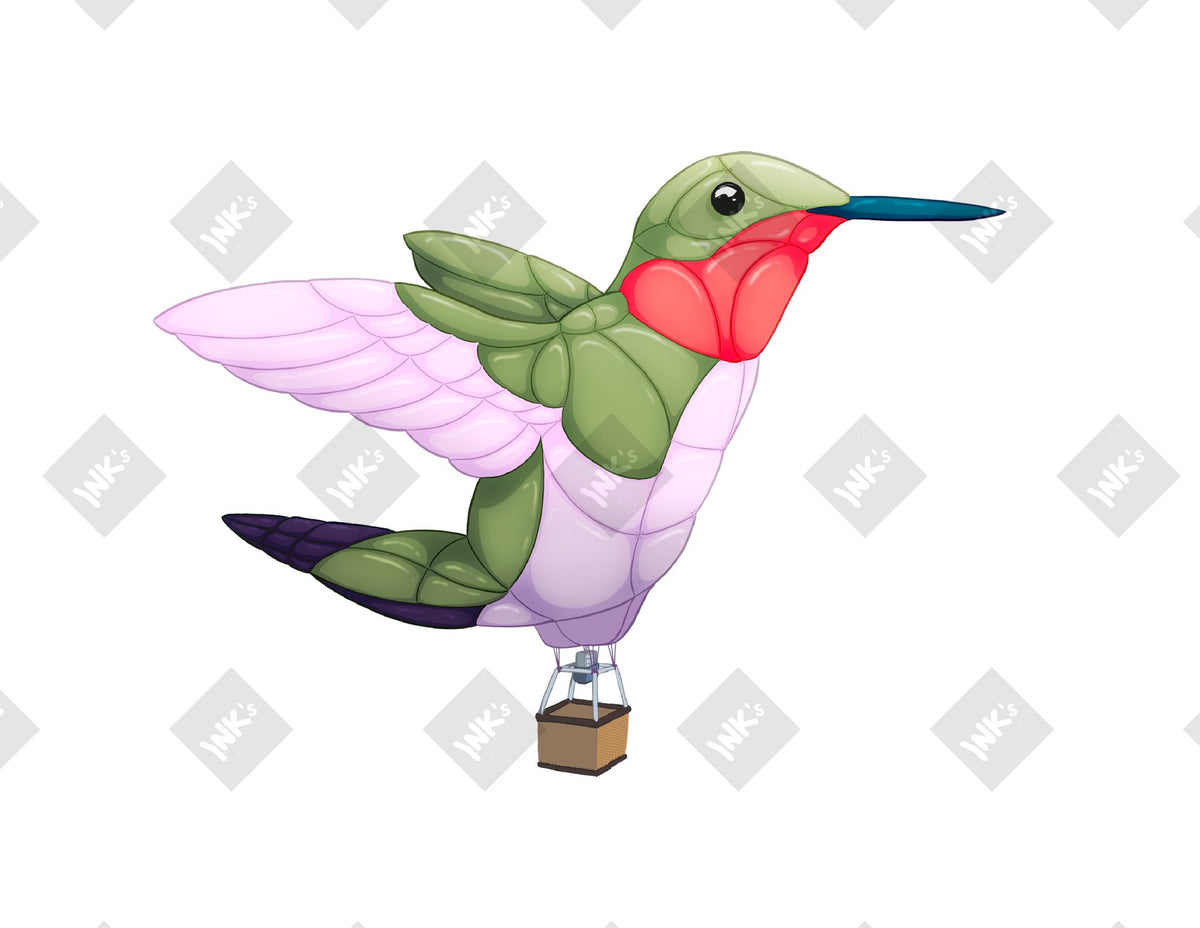 Hummingbird Balloon 3 art print by Inkchievous