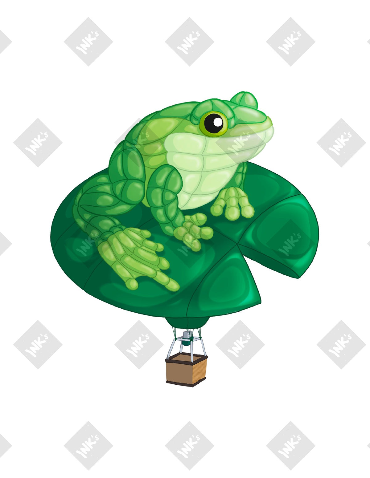 Lily Pad Frog Balloon art print by Inkchievous