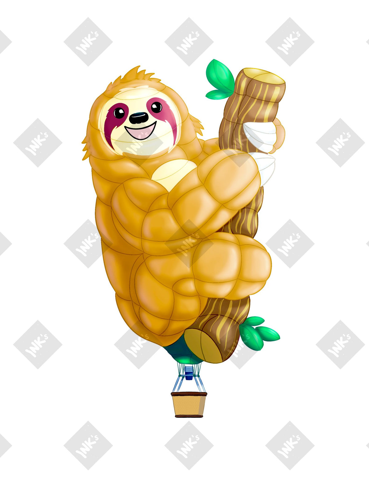 Sloth Balloon art print by Inkchievous