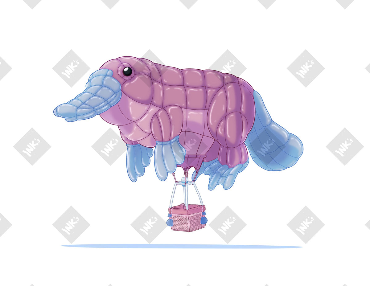 Platypus Balloon art print by Inkchievous