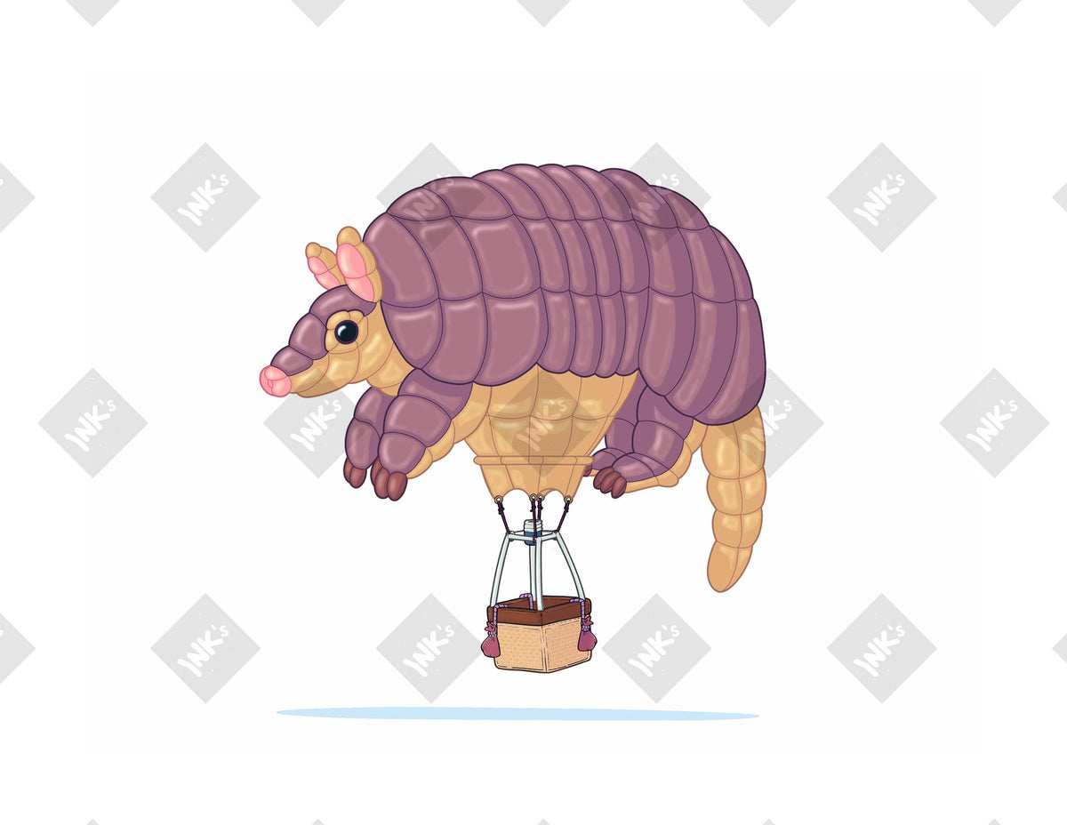 Armadillo Balloon art print by Inkchievous