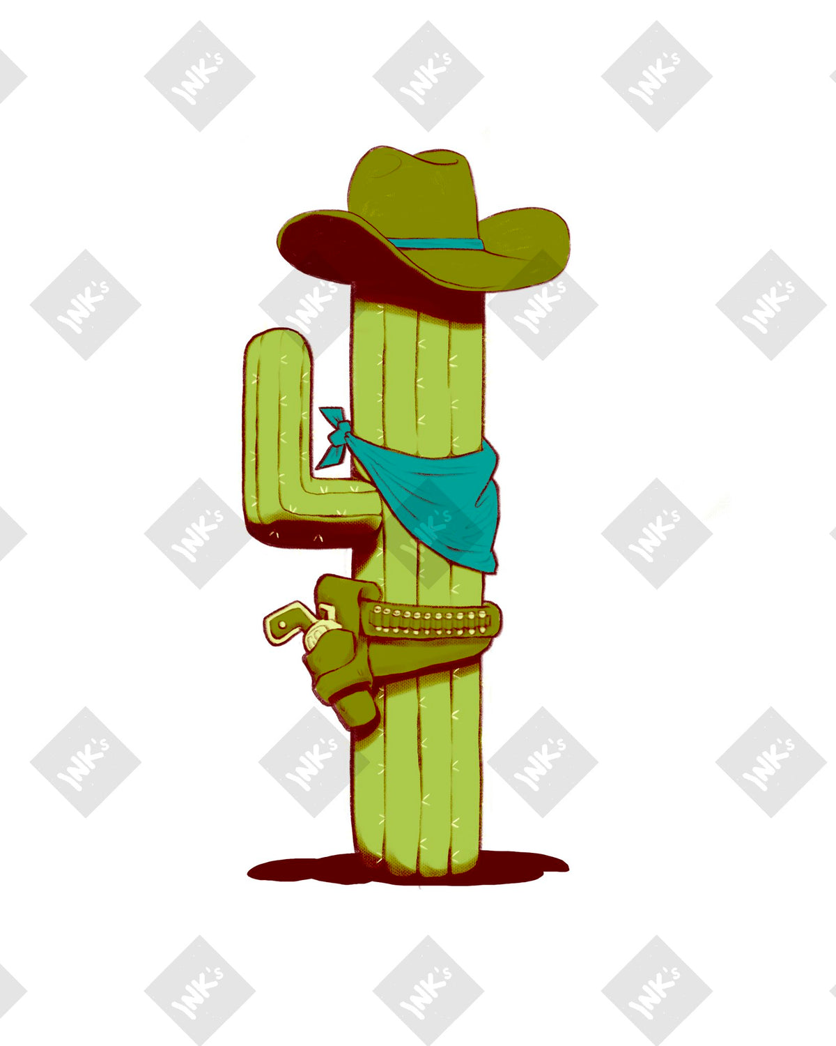 Blue Cactus 5x7 print without background