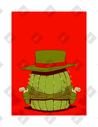 Red Cactus art print by Inkchievous