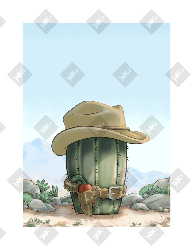 Barrel Cactus art print by Inkchievous