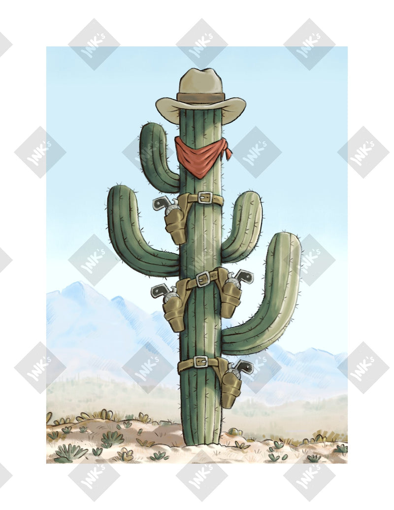 Tall Saguaro art print by Inkchievous