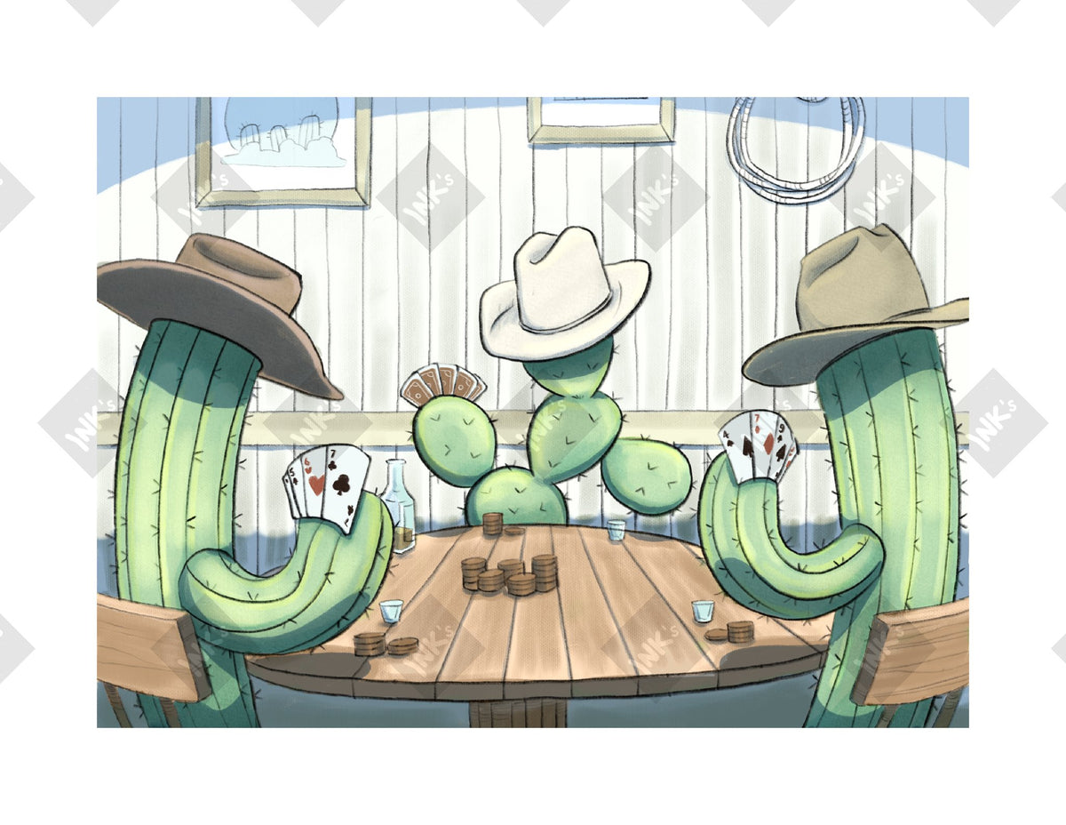 Cactus Poker art print by Inkchievous
