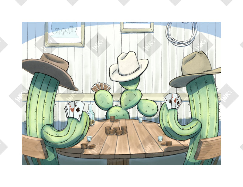 Cactus Poker art print by Inkchievous