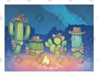 Cactus Campfire art print by Inkchievous