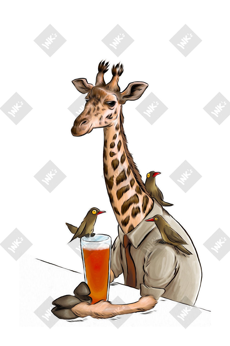 Giraffe art print by Inkchievous