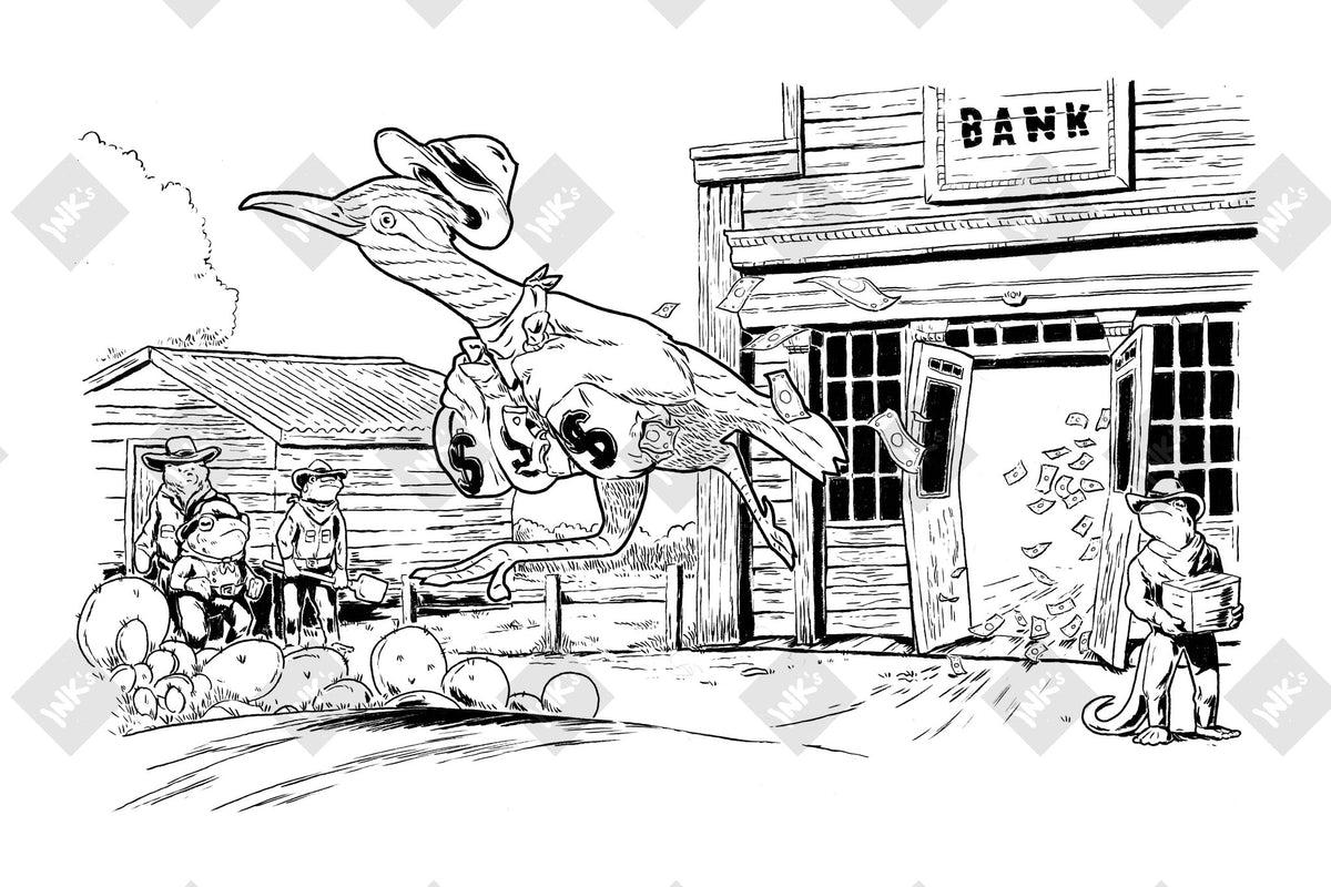 Roadrunner Heist art print by Inkchievous