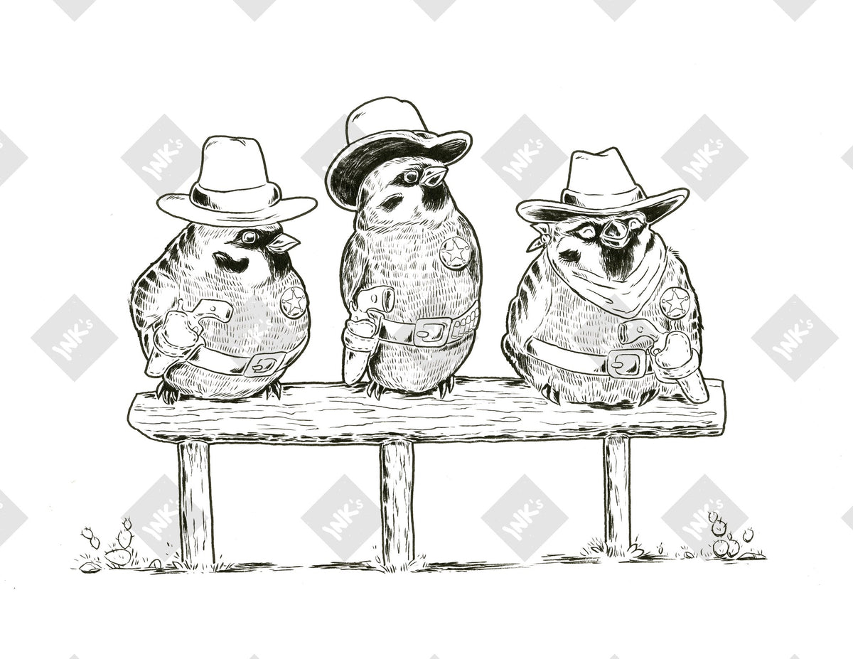 Sparrow Posse art print by Inkchievous